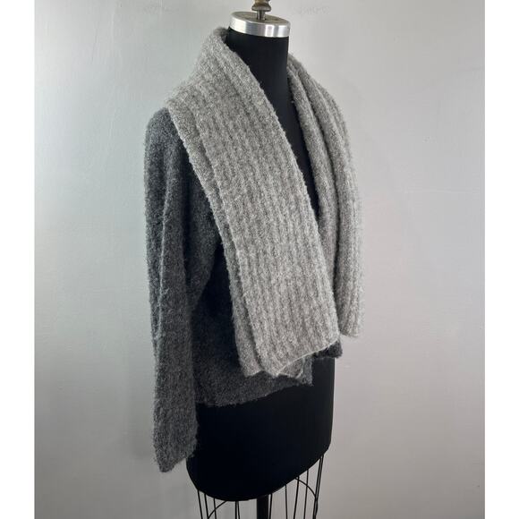 Simply Natural Gray Double Boucle Sweater Alpaca Open Front Dolman Sleeves O/S - Picture 4 of 6